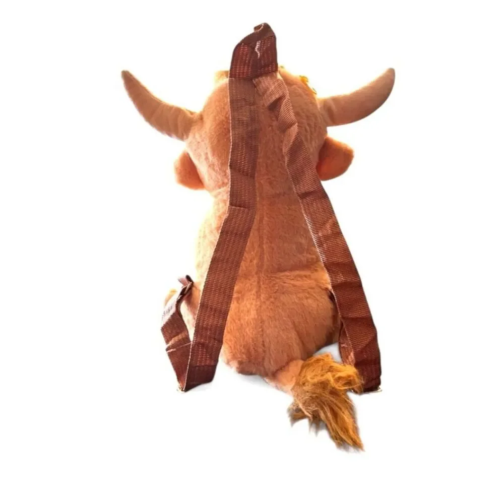 Kids Highland Cow Plush Backpack Travel Soft Plush Tote New